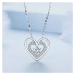 GRACE Silver Jewellery Stříbrný náhrdelník Dvojité srdce - stříbro 925/1000, zirkon NH-BSN342/78