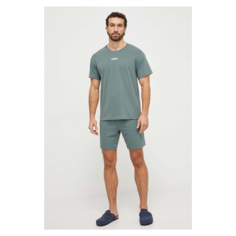 Tričko HUGO zelená barva, s potiskem, 50493057 Hugo Boss