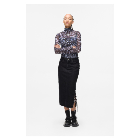 Sukně karl lagerfeld jeans klj tied denim midi skirt stone washed black