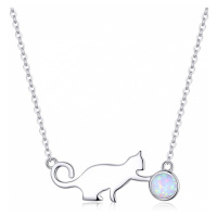 Klenoty Amber Luxusní náhrdelník kočka hrající si s kuličkou z opálu