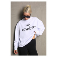 Madmext Women's White Crewneck Printed Oversized Sweatshirt.