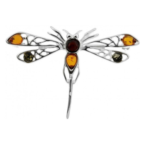 Klenoty Amber Luxusní brož s jantarem - vážka