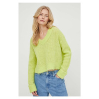 Vlněný svetr American Vintage dámský, zelená barva