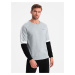 Ombre Tri-color men's sweatshirt with raglan sleeves - gray