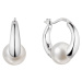 Evolution Group Stříbrné náušnice kruhy s říční perlou bílé 21085.1