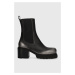 Kožené kotníkové boty Pinko Parry dámské, černá barva, na podpatku, 102319 A1D4 ZZ0