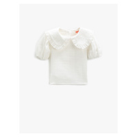 Koton Shirt Baby Collar Short Balloon Sleeve Cotton