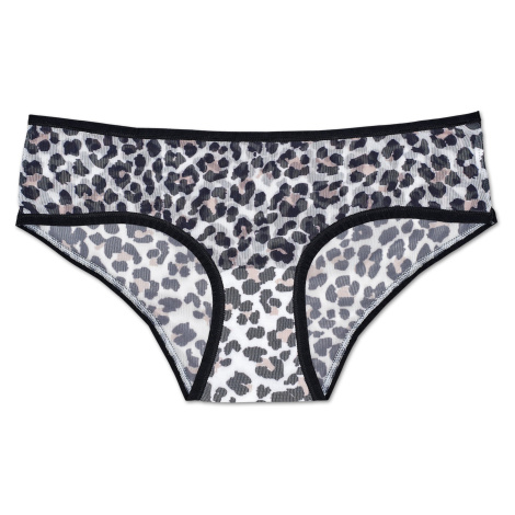 Bílé mesh kalhotky Happy Socks s černým vzorem Leopard
