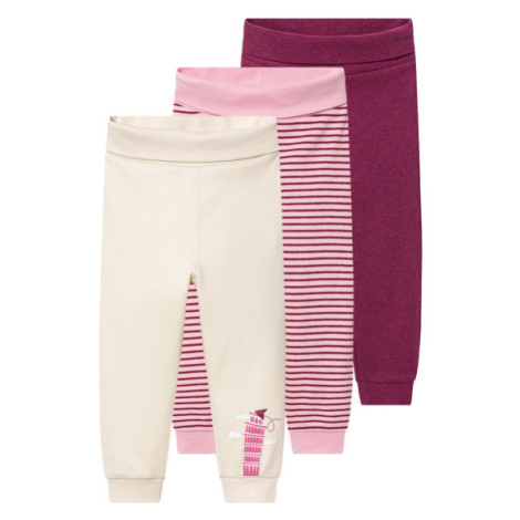 lupilu® Dívčí kalhoty „Jogger" s BIO bavlnou, 3 kusy (pruhy/bílá/lila fialová)