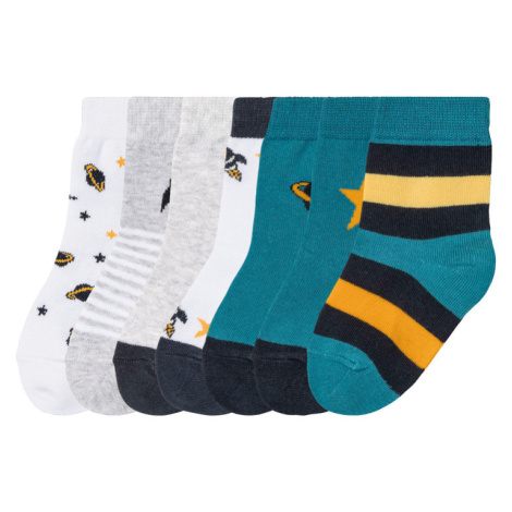 lupilu® Chlapecké ponožky s BIO bavlnou, 7 párů (bílá/petrolejová/šedá/žlutá)