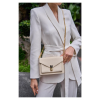 Madamra Cream Women's Accessory Clip Detail Crossbody Bag