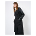 Koton Faux Leather Detailed Belt Trench Coat