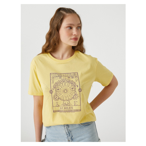 Koton Short Sleeve T-Shirt with Crew Neck Print