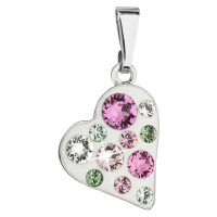 Evolution Group Přívěsek bižuterie se Swarovski krystaly růžové srdce 54027.3 pink