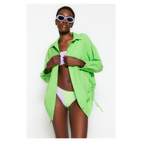 Trendyol Green Woven Shirred Beach Shirt