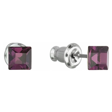 Evolution Group Náušnice bižuterie se Swarovski krystaly fialová čtverec 51052.3 amethyst