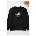 Trendyol Black Regular Cut Animal Printed Sweatshirt