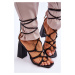 Kožené sandály na podpatku Černe Amare