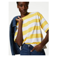 Proužkované tričko z čisté bavlny Marks & Spencer žlutá