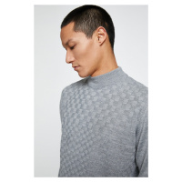 Koton Basic Knitwear Sweater Half Turtleneck Long Sleeved Geometric Pattern.