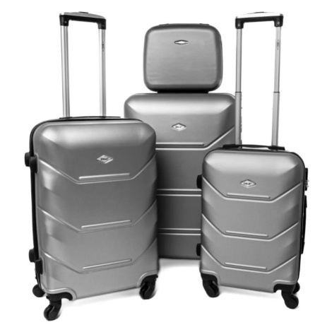 Rogal Stříbrná sada 4 luxusních skořepinových kufrů "Luxury" - S (20l), M (35l), L (65l), XL (10