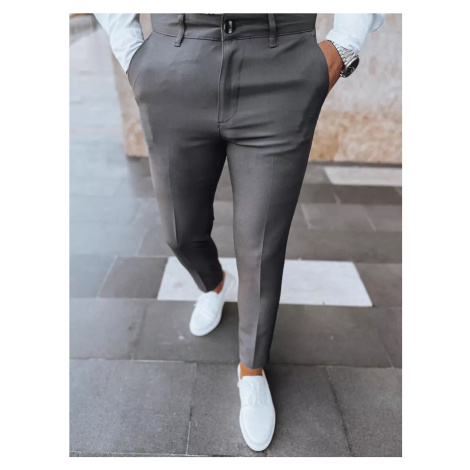 Tmavě šedé pánské chino kalhoty Šedá BASIC