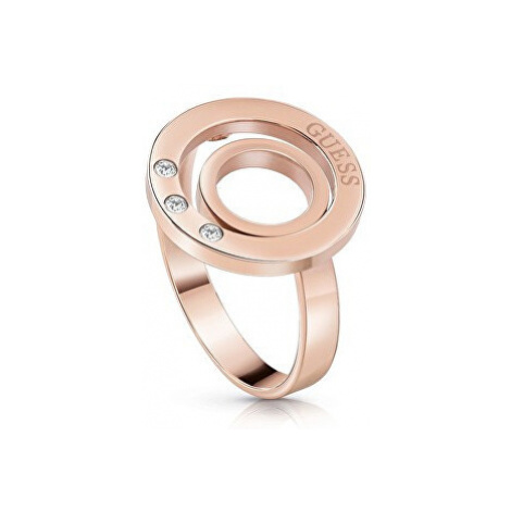 Guess Růžově zlacený prsten s krystaly UBR29008