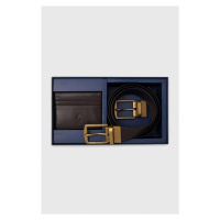 Pásek a kožený držák na karty Polo Ralph Lauren hnědá barva, 405880721002