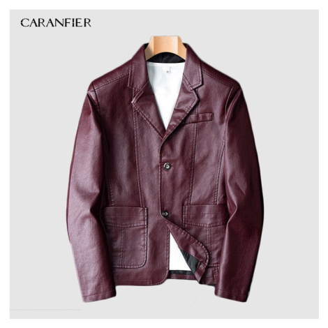 Elegantní kožená bunda pánská / sako na knoflíky CARANFLER