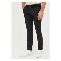 Kalhoty Tommy Hilfiger pánské, černá barva, ve střihu chinos, MW0MW26619