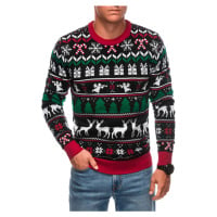 Edoti Men's Norwegian winter sweater with Christmas patterns - black