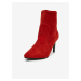 Červené dámské kotníkové boty v semišové úpravě CAMAIEU