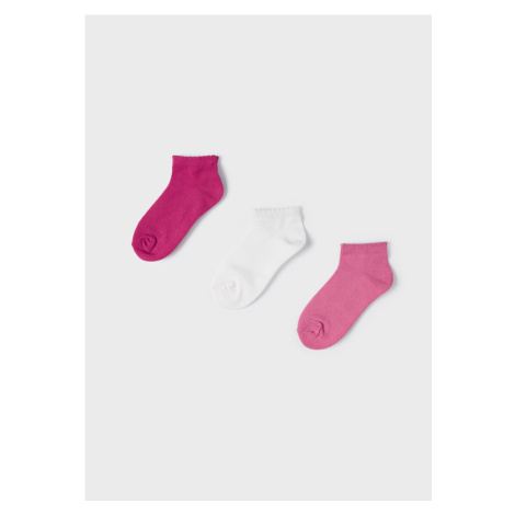3 pack nízkých ponožek tmavě růžové MINI Mayoral