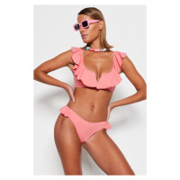 Trendyol Pink Flounce Regular Leg Bikini Bottom