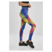 Ladies Tie Dye High Waist Leggings - royalblue/brightyellow