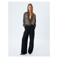 Koton Leopard Shirt Long Sleeve Crepe Fabric