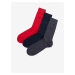 Sada tří párů pánských ponožek v tmavě šedé, černé a červené barvě BOSS
