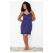 Trendyol Curve Navy Blue Shally Woven Plus Size Nightgown