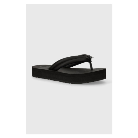 Žabky Calvin Klein FLATFORM FLIP FLOP RELOCK dámské, černá barva, na platformě, HW0HW02063