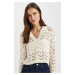 DEFACTO Relax Fit Polo Neck Crochet Knitwear Sweater