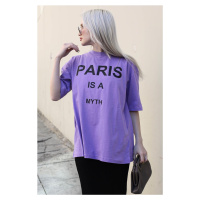 Madmext Women's Lilac Paris Printed T-Shirt