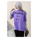 Madmext Women's Lilac Paris Printed T-Shirt