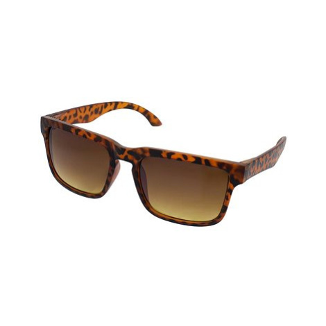 OEM Hranaté sluneční brýle hranaté Gear žíháné oranžové obroučky průhledná hnědá skla A Collection