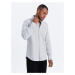 Ombre Clothing Elegantní šedá košile oxford V2 OM0108