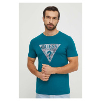 Tričko Guess tyrkysová barva, s potiskem, M4RI29 J1314