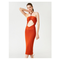 Bavlněné šaty - Oranžová - Asymetrická