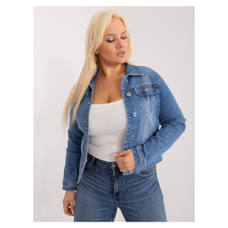 STYLOVÁ DŽÍNOVÁ PLUS SIZE BUNDIČKA --DENIM BLUE Denim vzor