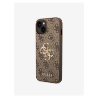 Guess PU 4G Metal Logo Zadní Kryt pro iPhone 14 Plus Brown