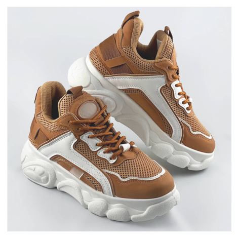 Dámské tenisky "sneakers" v karamelové barvě na platformě (YM-151) H&D