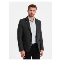 Ombre Men's casual jacket with decorative pin on lapel - graphite melange